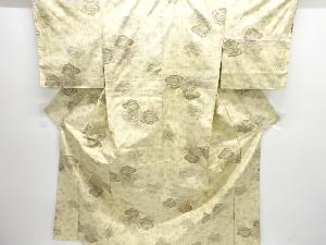 アンティーク　薔薇模様織り出し十日町紬着物